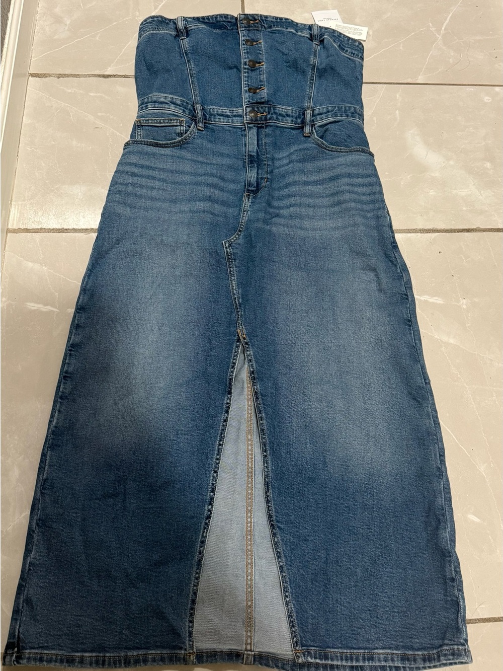 American Eagle Outfitters High-Waist Blue Denim Skirt-Jeans with Front Slit